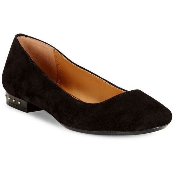 Calvin Klein Fridelle Black Suede Studded Heel Ballet Flats Sz 7.5 - Picture 1 of 7